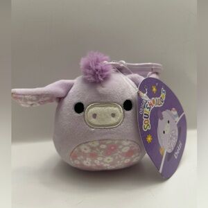 Squishmallow 3.5" Delzi Donkey Easter mini Plush purple tag is damaged